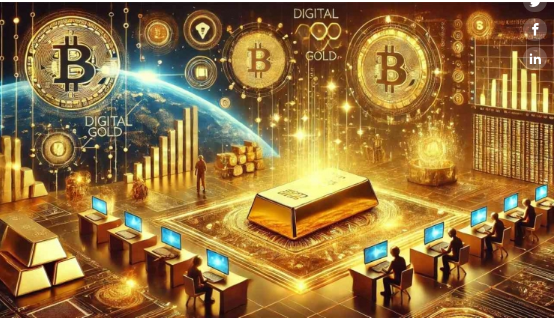 Ilustrasi emas dan bitcoin